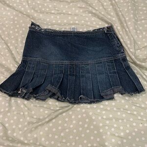 y2k pleated jean mini skirt